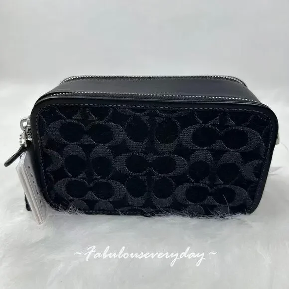 COACH Men's Wyatt Crossbody Bag In Signature Denim/Silver/Black CAJ35 NWT